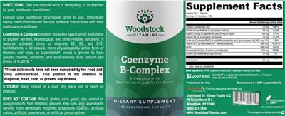 Photo of the Woodstock Vitamins Coenzyme B-Complex label