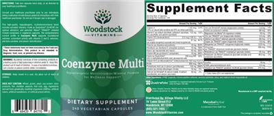Photo of the Woodstock Vitamins Coenzyme Multi label