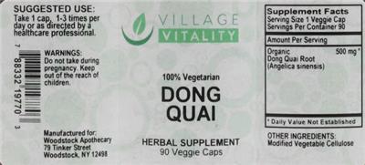 Photo of the Village Vitality Dong Quai label