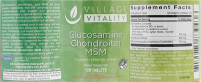 Photo of the Village Vitality Glucosamine Chondroitin MSM label