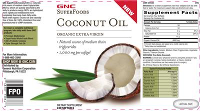 Product label for Coconut Oil