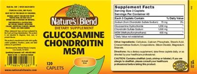 Photo of the Nature's Blend Glucosamine Chondroitin MSM label