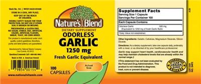 Photo of the Nature's Blend Odorless Garlic label