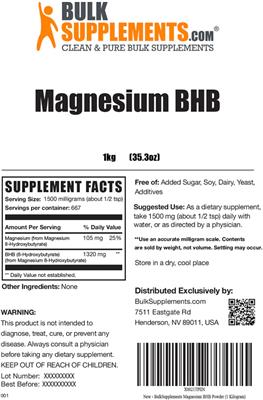 Photo of the BulkSupplements.com Magnesium BHB label