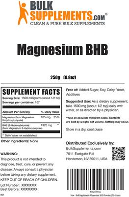 Photo of the BulkSupplements.com Magnesium BHB label