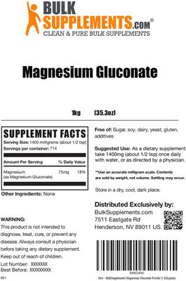 Photo of the BulkSupplements.com Magnesium Gluconate label