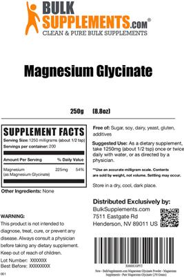 Photo of the BulkSupplements.com Magnesium Glycinate label
