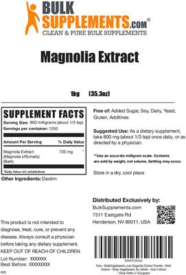 Photo of the BulkSupplements.com Magnolia Extract label