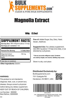 Photo of the BulkSupplements.com Magnolia Extract label