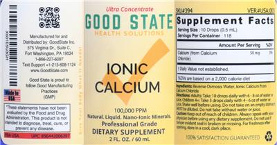 Photo of the Good State Ionic Calcium 100,000 PPM label