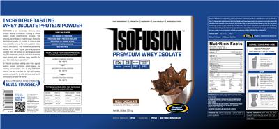 Photo of the Gaspari Nutrition IsoFusion Premium Whey Isolate Milk Chocolate label