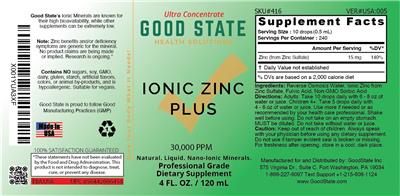 Photo of the Good State Ionic Zinc Plus label