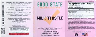 Photo of the Good State Milk Thistle 500 mg label