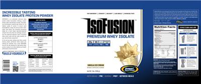 Photo of the Gaspari Nutrition IsoFusion Premium Whey Isolate Vanilla Ice Cream label