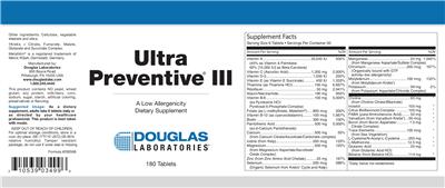 Photo of the Douglas Laboratories Ultra Preventive III label