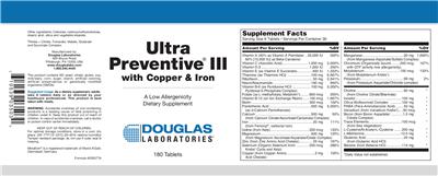 Photo of the Douglas Laboratories Ultra Preventive III With Copper & Iron label