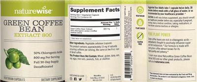 Photo of the NatureWise Green Coffee Bean Extract 800 label