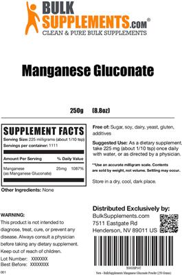 Photo of the BulkSupplements.com Manganese Gluconate label