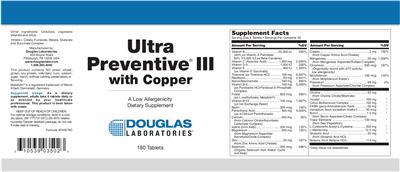 Photo of the Douglas Laboratories Ultra Preventive III With Copper label