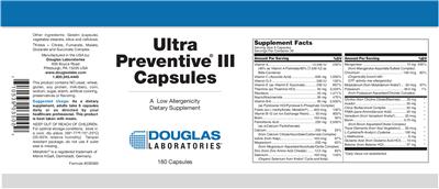 Photo of the Douglas Laboratories Ultra Preventive III Capsules label