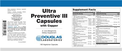 Photo of the Douglas Laboratories Ultra Preventive III Capsules With Copper label