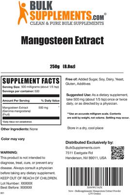 Photo of the BulkSupplements.com Mangosteen Extract label
