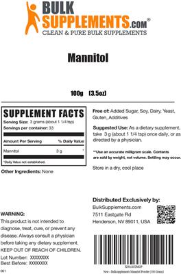 Photo of the BulkSupplements.com Mannitol label