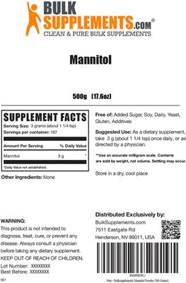 Photo of the BulkSupplements.com Mannitol label