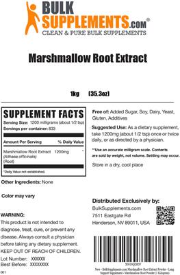 Photo of the BulkSupplements.com Marshmallow Root Extract label