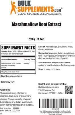 Photo of the BulkSupplements.com Marshmallow Root Extract label