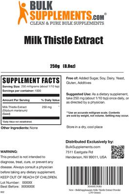 Photo of the BulkSupplements.com Milk Thistle Extract label