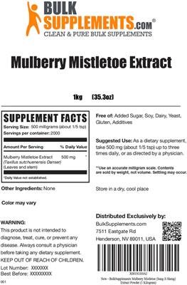 Photo of the BulkSupplements.com Mulberry Mistletoe Extract label