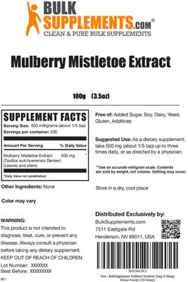 Photo of the BulkSupplements.com Mulberry Mistletoe Extract label