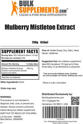 Photo of the BulkSupplements.com Mulberry Mistletoe Extract label