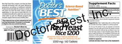 Photo of the Doctor's Best Best Red Yeast Rice 1200 label