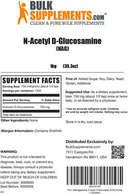 Photo of the BulkSupplements.com N-Acetyl D-Glucosamine label