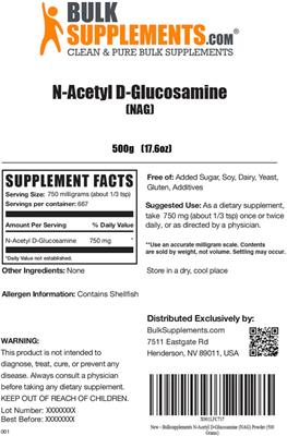Photo of the BulkSupplements.com N-Acetyl D-Glucosamine label