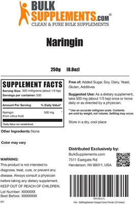 Photo of the BulkSupplements.com Naringin label