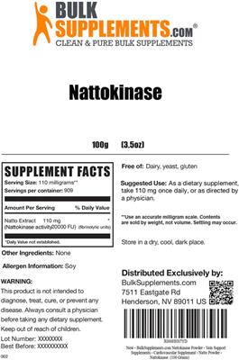 Photo of the BulkSupplements.com Nattokinase label