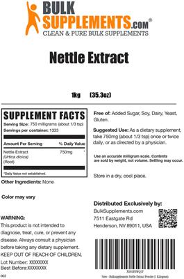 Photo of the BulkSupplements.com Nettle Extract label