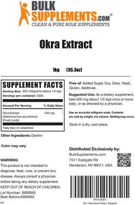 Photo of the BulkSupplements.com Okra Extract label