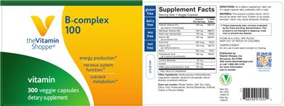 Photo of the The Vitamin Shoppe B-Complex 100 label