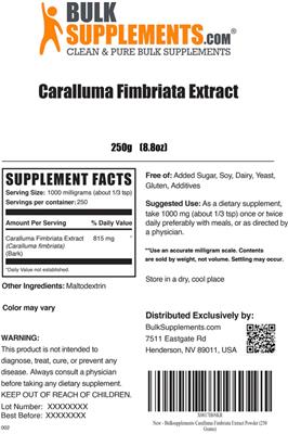 Photo of the BulkSupplements.com Caralluma Fimbriata Extract label