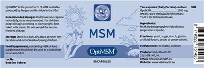 Photo of the Kala Health MSM label