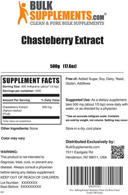 Photo of the BulkSupplements.com Chasteberry Extract label
