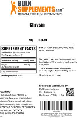 Photo of the BulkSupplements.com Chrysin label