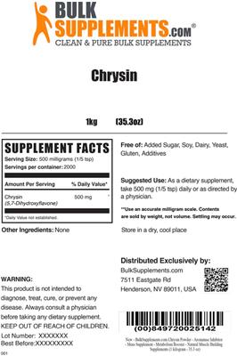 Photo of the BulkSupplements.com Chrysin label