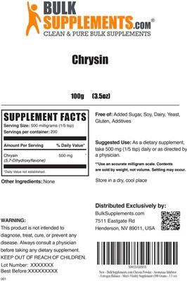 Photo of the BulkSupplements.com Chrysin label