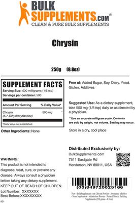 Photo of the BulkSupplements.com Chrysin label
