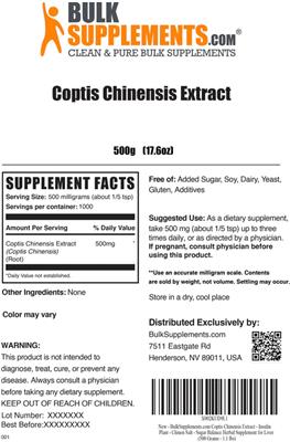 Photo of the BulkSupplements.com Coptis chinensis Extract label
